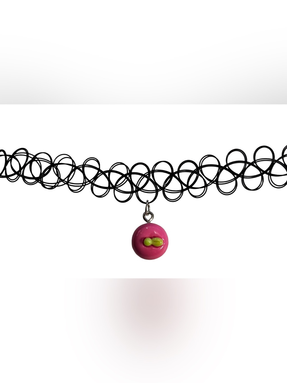 Pink Apple Charm Tattoo Choker Necklace